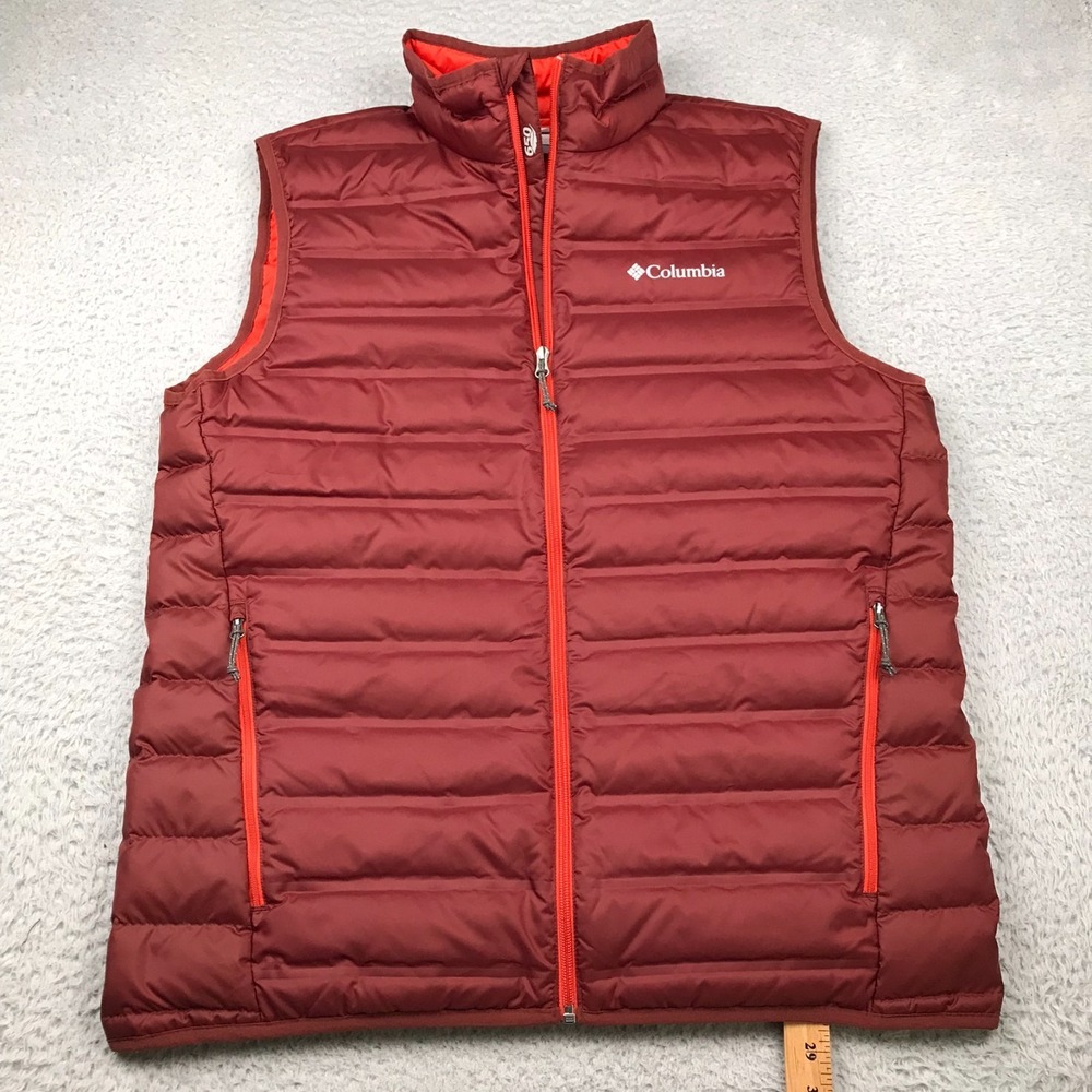 Columbia Lake 22 Down Puffer Vest Mens L Deep Rust 650 Duck Insulated Full Zip